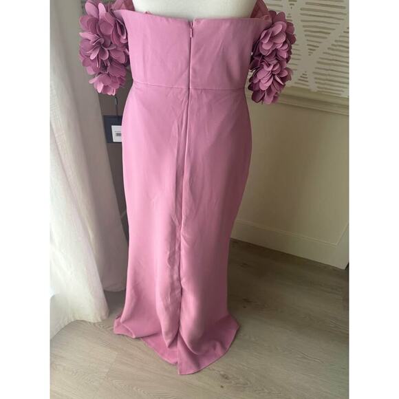 Mac Duggal Women’s Size 8 Medium Rose Crepe 3D Flower Off-The-Shoulder Gown NWT - Picture 10 of 10
